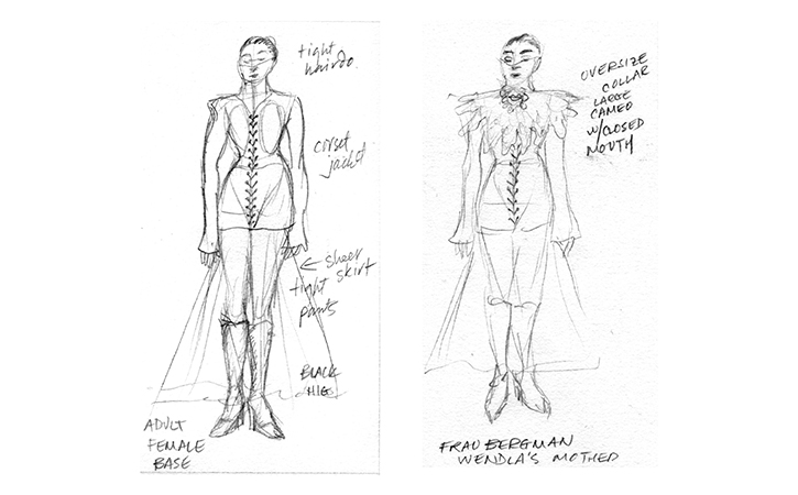 Hand Drawn Adult Female Costumes Sketches